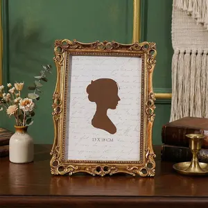 Vintage Resin Photo Frame with Vine Design, European Elegant Floral Decorative Border, Hand-Painted Home Decoration, Photography Prop