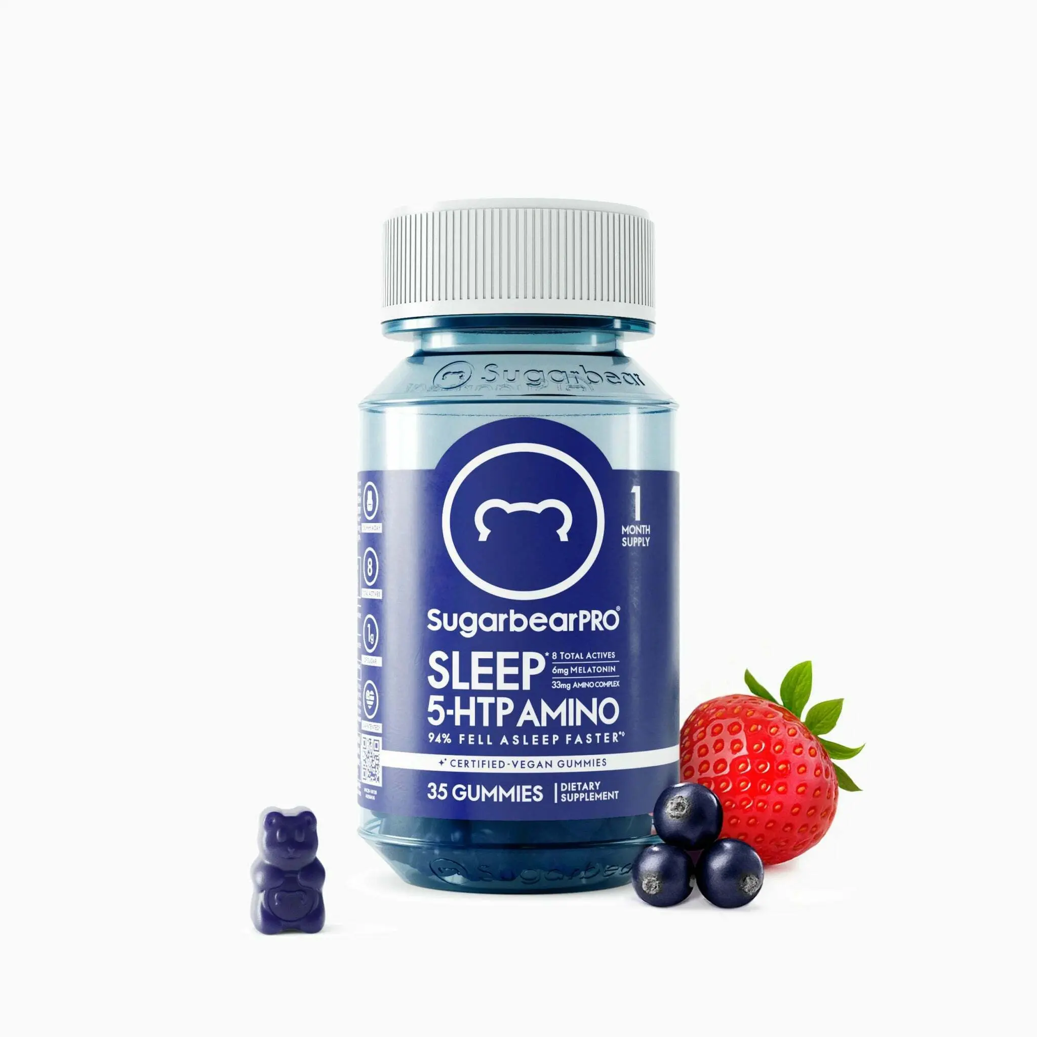 SugarBearPro Sleep Gummy 1 Month Supply, Extra Strength Melatonin 6mg, for Men & Women, Vegan Vitamin B6, L-Theanine, 5 HTP, Valerian, Sleep Aid for Adults & Teens, Certified Kosher