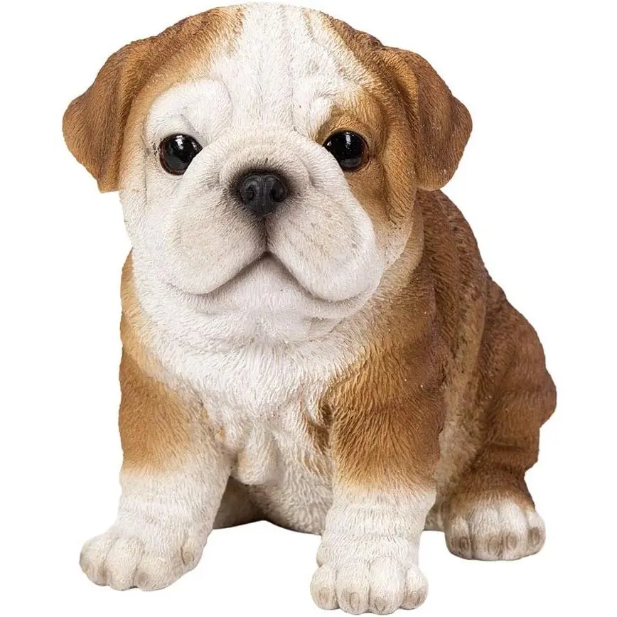 Ebros 5"H Realistic Bulldog Puppy Collectible Home Decor Statue - Cute Animal Design, Polished Finish Decoration Ornaments for Home Supplies