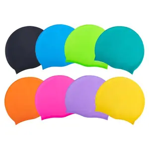 High Elastic Silicone Swim Cap for Adults, Waterproof & Stretchy Swimming Cap for Men & Women, Non-Slip No Pull Hair Swim Hat, Solid Color Essential for Summer Vibes