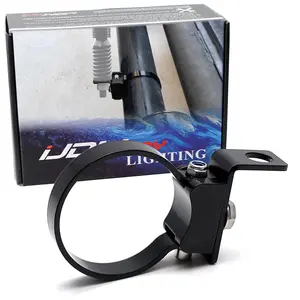 iJDMTOY 2.5-Inch Bullbar, Roll Bar 360-Degree Angle Adjustable Multi-Purpose Flag, Whip Light, CB Antenna Mounting Bracket w/ 1/2-Inch Hole, Fit M8 M10 M12 M14 Threading