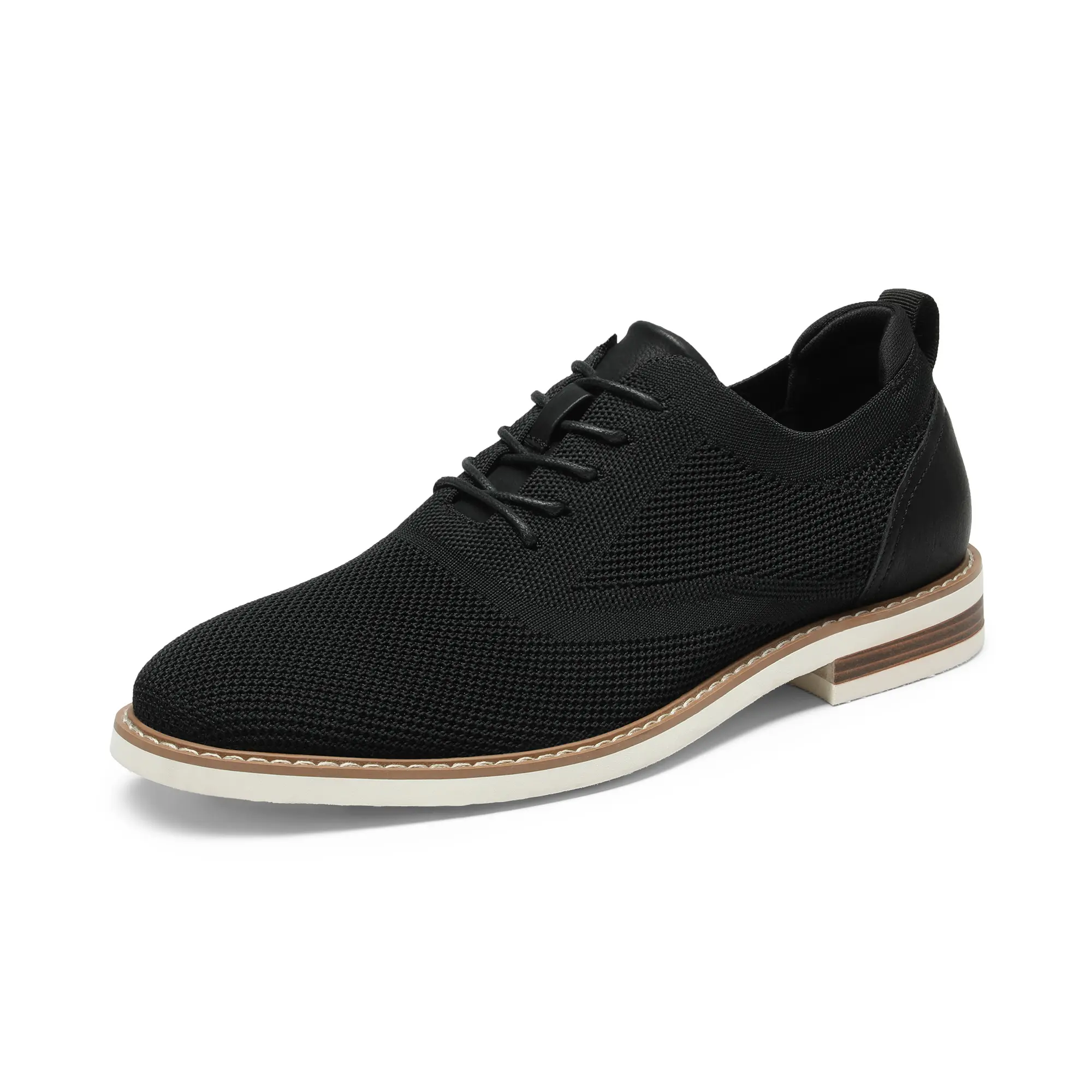BRUNO MARC Men's Casual Round Toe Oxford Lace-Up Walking Shoes - Breathable Mesh Design, Lightweight Flexible EVA Footwear for Work & Travel