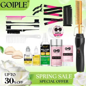 【Spring Glow-Up】19 Counts Multifunction Hot Comb for Black Hair and Wigs - Electric Hair Straightener, Curling Iron, Styling Kit Portable Curler Salon Gift Hotcomb