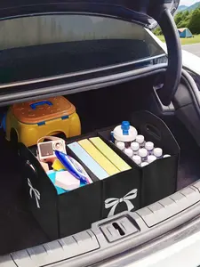 Butterfly Knot Pattern Car Storage Box, Foldable Trunk Organizer with Dividers, Multi-Functional Vehicle Holder, Car Organizers, Car organizers and storage, Car Interior Storage