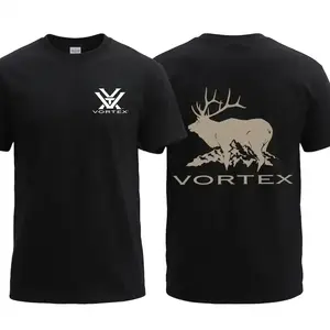 Men's Classic Stylish Soft Round Neck Short Sleeve Vortex Elk Hunting Graphic Tee, Outdoor Big-Game Shirt, Elk Hunting Season Gift - KitchenEra