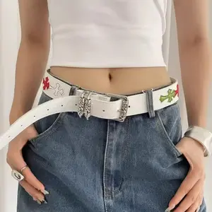Punk style cross waistband, hip-hop fashion embroidered leather design for decorating street y2k, unisex, street party clothing accessories, perfect for pairing with jeans
