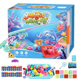 Magic Water Elf Toy Kit - DIY Aqua Fairy Gel Kit with 20 Color Gels, 10 Sea Creature Molds, Fishing Rod, Net & Water Tank, Make Your Own Water Pets Squishy Toys, Fun STEM Sensory Craft Kit, Birthday Party Favors & Summer Activity Gifts for Kids Ages 3+