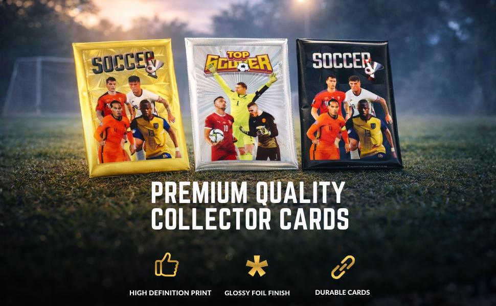 Soccer Trading Cards |   Collectible Football Cards for Fans & Players |   Soccer Legendary Cards Packs Random Cards in Each Set |   Fun & Collectible for All – Not Original (Golden)