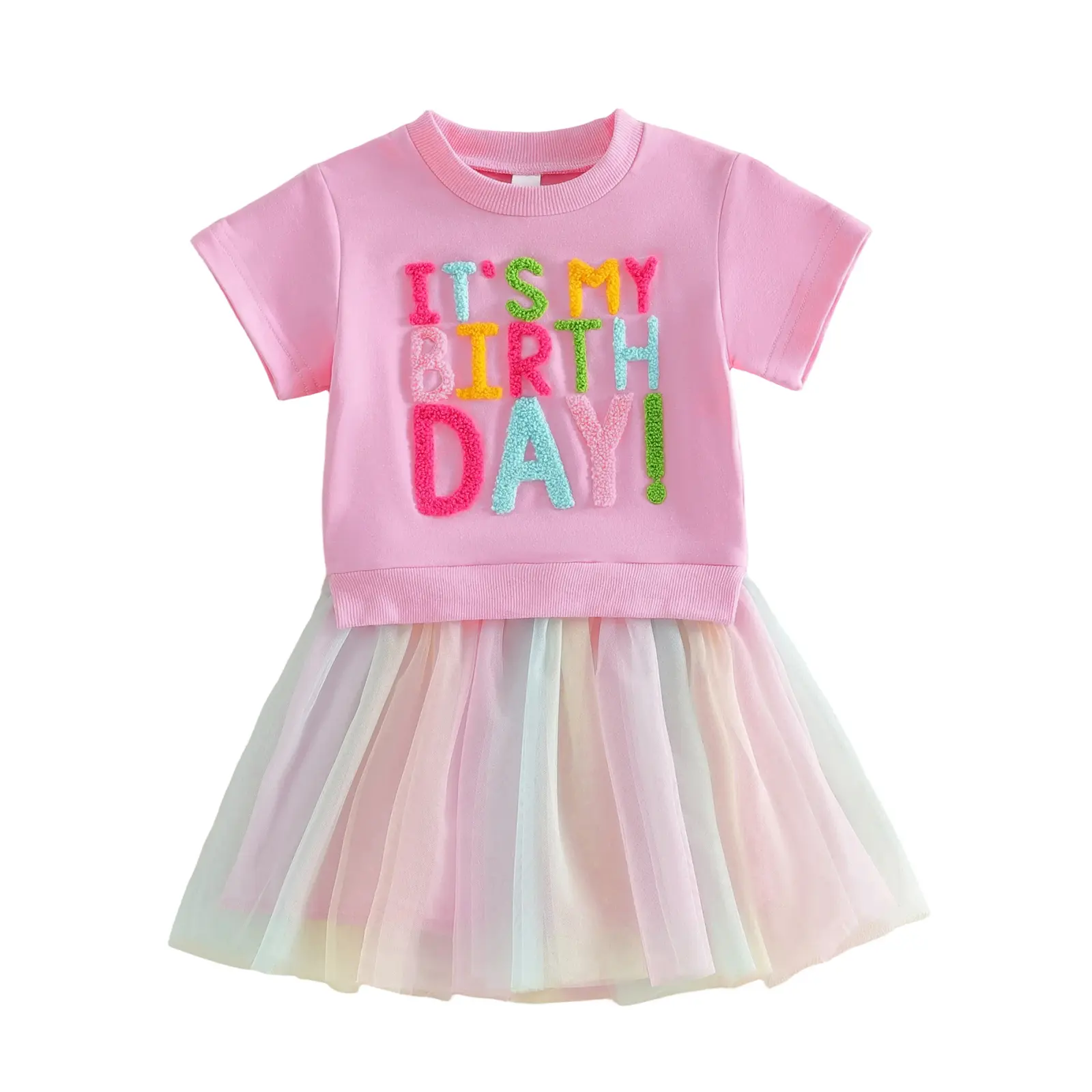Canrulo Toddler Baby Girl Birthday Outfit Its My Birthday Shirt Colorful Tulle Tutu Skirts Summer Cake Smash Outfit