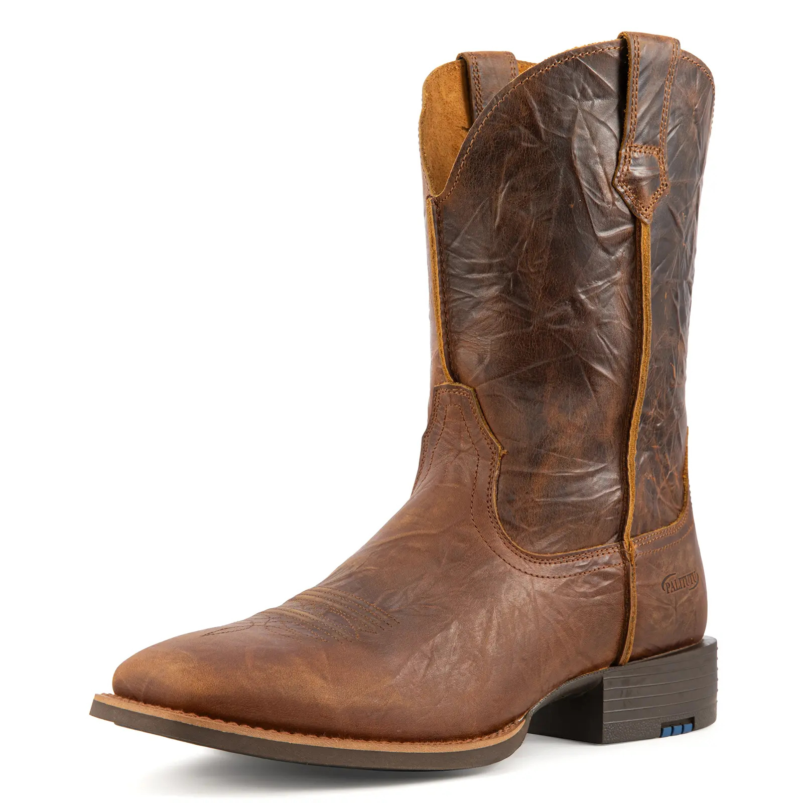 【Genuine Leather】Palitutu Men's Western Cowboy Boots,Square Toe Full Grain Leather,Mid Calf Work Boots for Men,Wide Fit Non-Slip,Roper Style Boots with Removable Insole tiktokshopbacktoschool