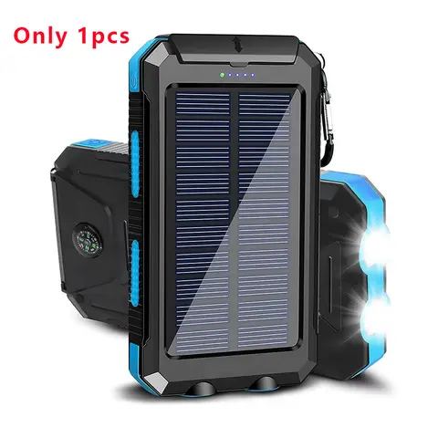 10000mAh Solar Charging Power Bank - QC3.0 Fast Charging, Double USB Ports, Long Life Battery, LED Lights, Micro USB, Portable Emergency Power Charging Solution, EDC Gear for Smartphones, Travel Camping Use