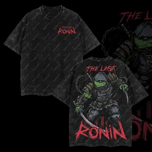 Superstyle Michelangelo Mikey The Last Ronin Ver 02 - Ninja Turtles Edition Double Printed Oversize Lightweight Acid Washed Tee TV Series Graphic Design Top Cotton Streetwear Movies Film T-Shirt Clothes Menswear Womenswear