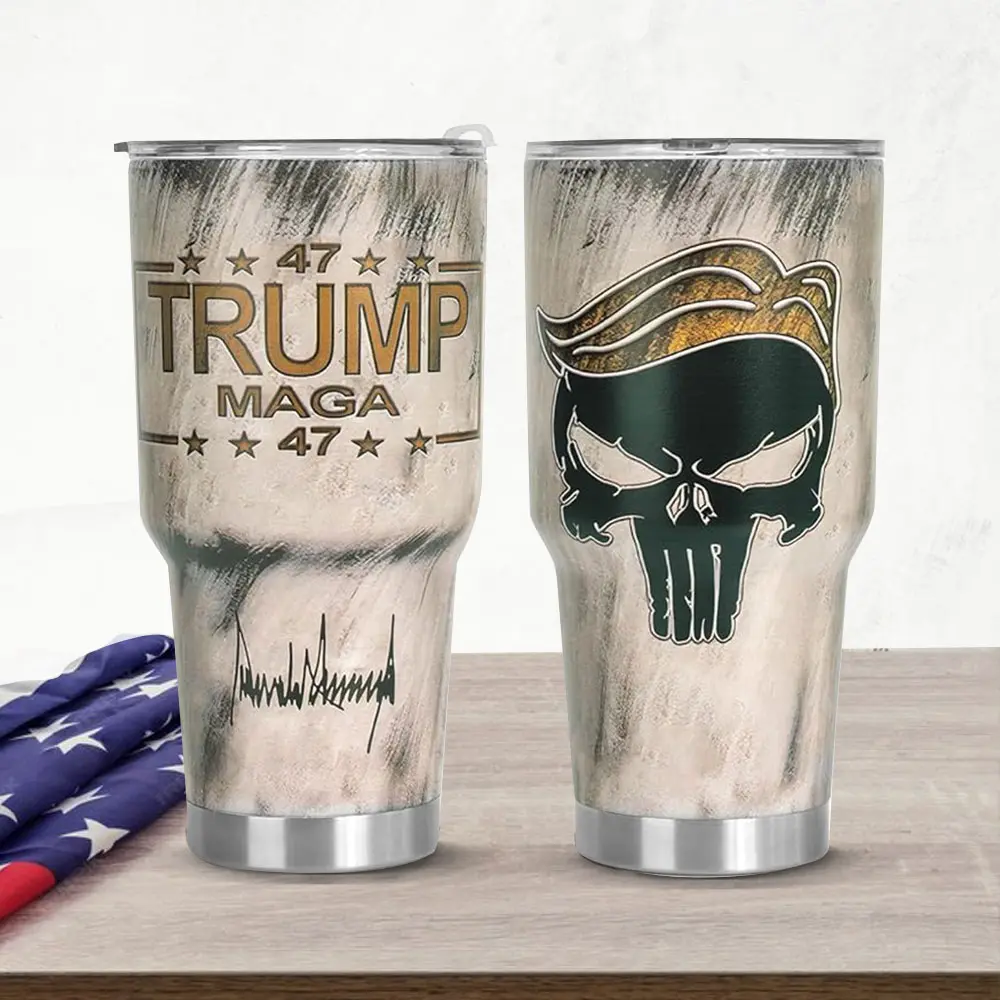BNB MAGA Trump Tumbler 2024, Skull American Flag Tumbler, USA Flag Tumbler Insulated Cup With Lid, Patriotic Birthday Gifts, Republican Tumbler Cups