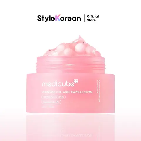 [Official Medicube Partner] PDRN Pink Collegen Capsule Cream 55g, with Salmon DNA PDRN, Lightweight Moisturizing Cream, Niacinamide for Uneven Skin Tone