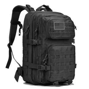 Outdoor Heavy Tactical Backpack, Military, 3 Days Assault Training Pack, Wear-resistant and Durable, 45L Large Capacity, Molle System with American Flag Patch, Outdoor Fun, Rock Climbing, Mountaineering, Trekking, Luggage Bag, Gym Bag for Men and Women