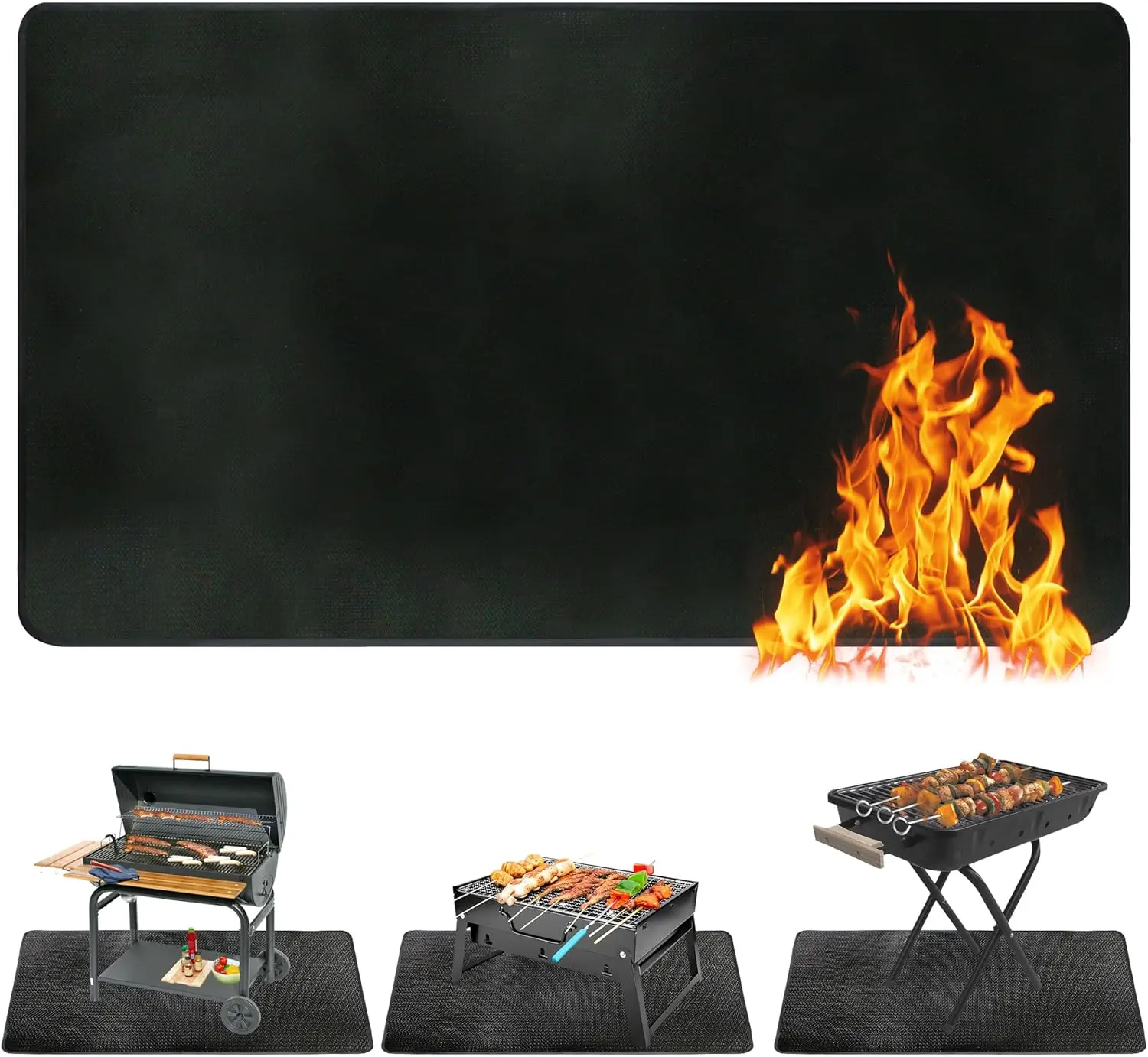 #homeessentials Silicone Under Grill Mat - Durable Barbecue Accessory, Grilling Tool, 48*30 Inch Foldable Fireproof Waterproof Grease-Proof Pad for Outdoor BBQ, Guards Glass Decks, Easy to Store, Barbecue Accessories, Grilling Tools