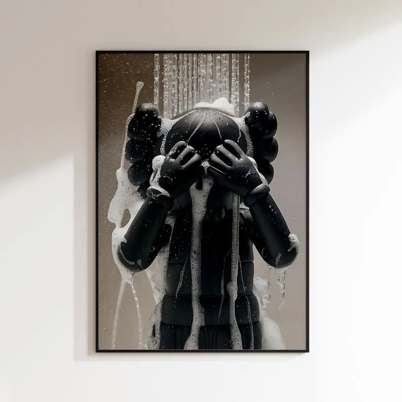 KAWS Glossy Abstract Artistic Photo Print - 8x12 in (20cm x 30cm) HypeBeast Collectible, Funny Toilet Decoration, Wall Decor Gift