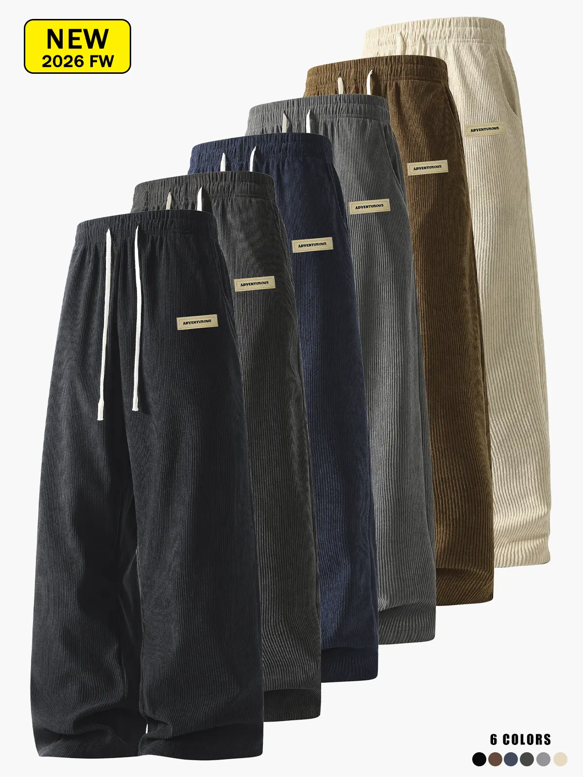 Men’s corduroy casual pants for spring and autumn, loose straight fit, breathable, skin-friendly, comfortable