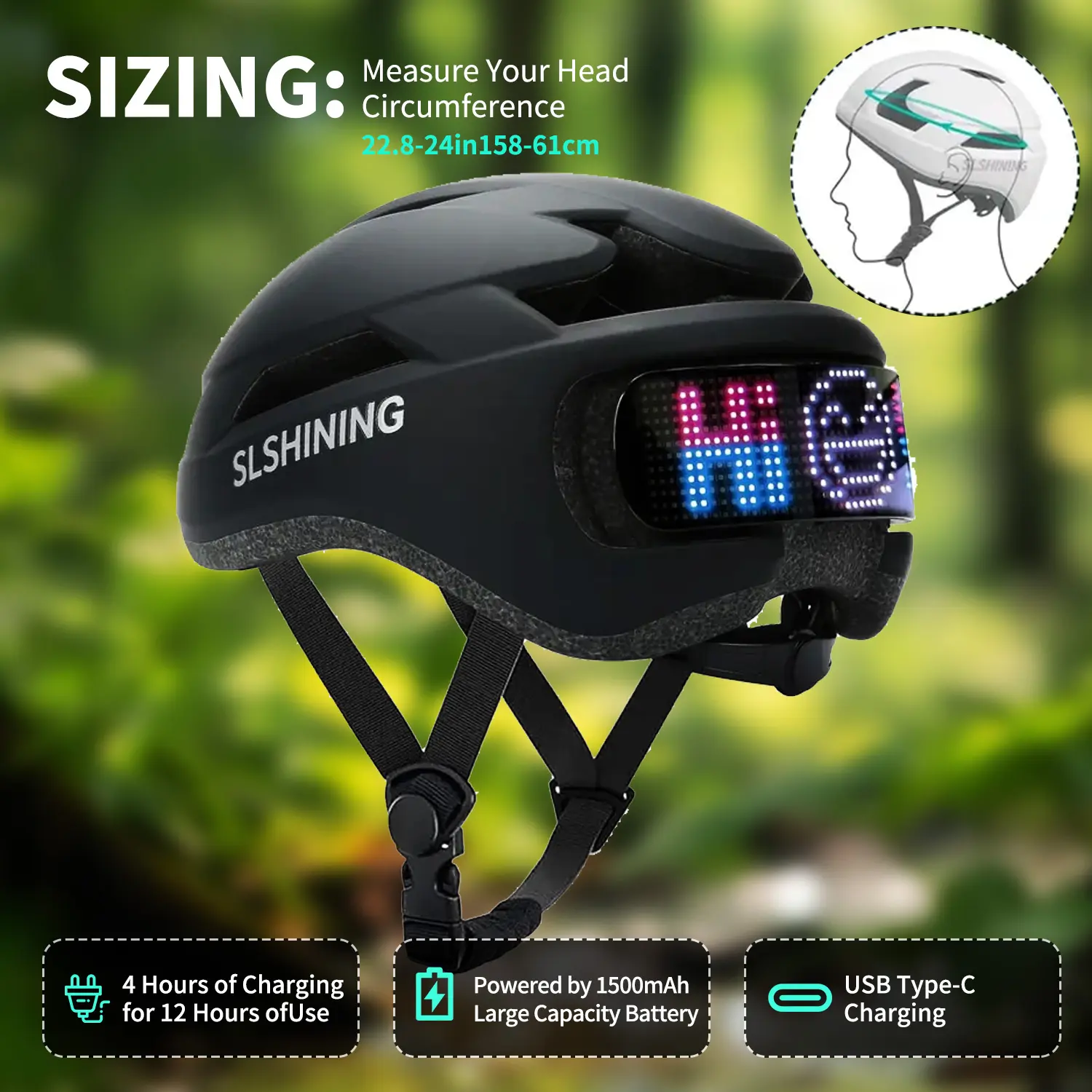 Smart Cycling Helmet with LED Light & Remote, CPSC Certified Polycarbonate Shell for Road Cycling Gear, Adjustable Waterproof Bike Accessories for Men Women, Unisex, Pc Shell, Custom Lights, 1500Mah, Secure Fit, 22.8" To 24"