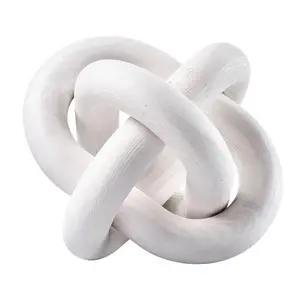 VEVOR 3-Link Hand-Carved Wooden Knot Decor, Smooth Natural Wood Chain Link Decoration, Farmhouse Entryway & Living Room Room Decorations, Coffee Table & Shelf Accent Ornament, White,summervibes