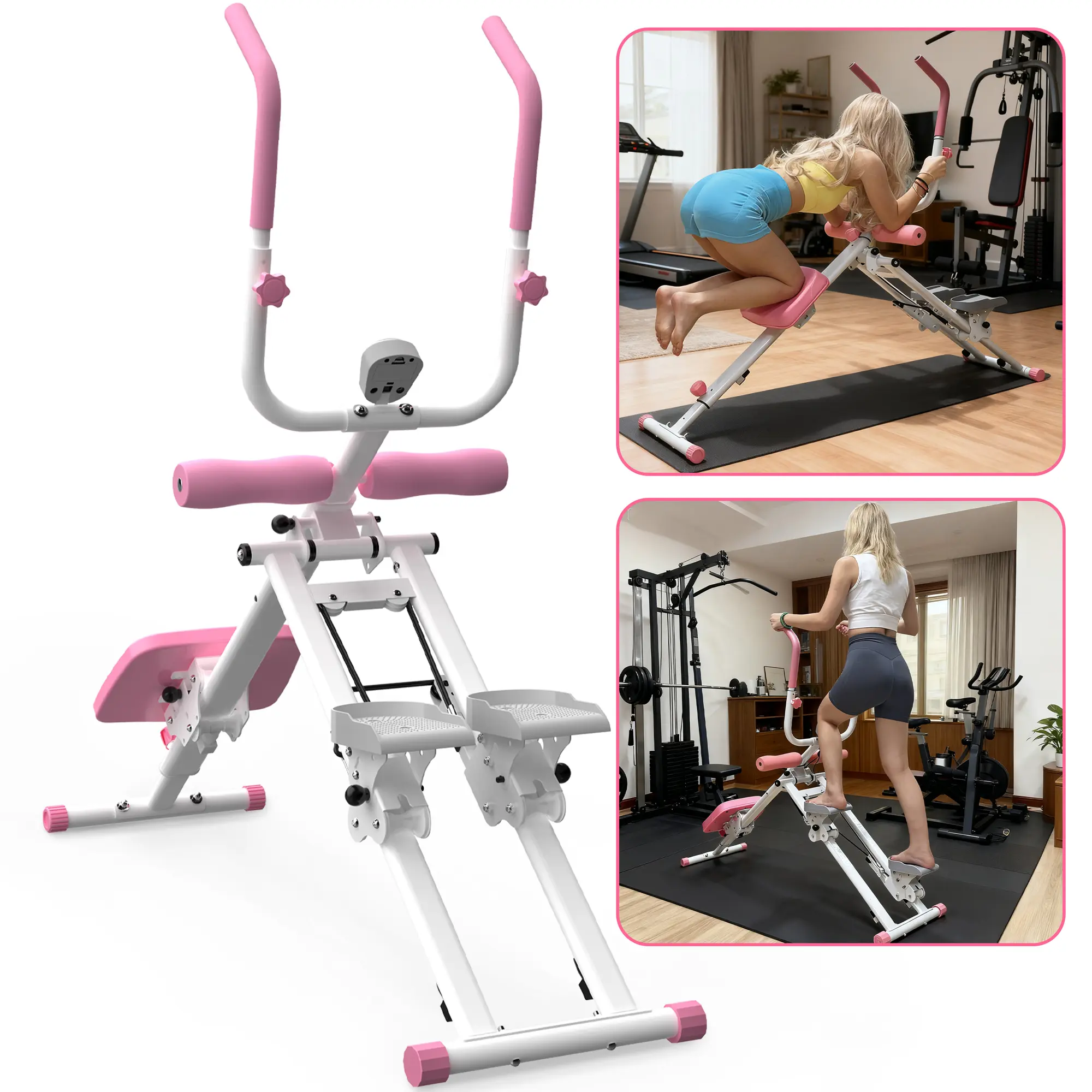 【SAVEYOUR】2-in-1 Adjustable Resistance Multi-Exercise Stepper, Foldable Home Fitness Workout Station with Resistance Bands, Ideal for Glute & Leg Exercises, Home Fitness Stepper At Home Gym Equipment