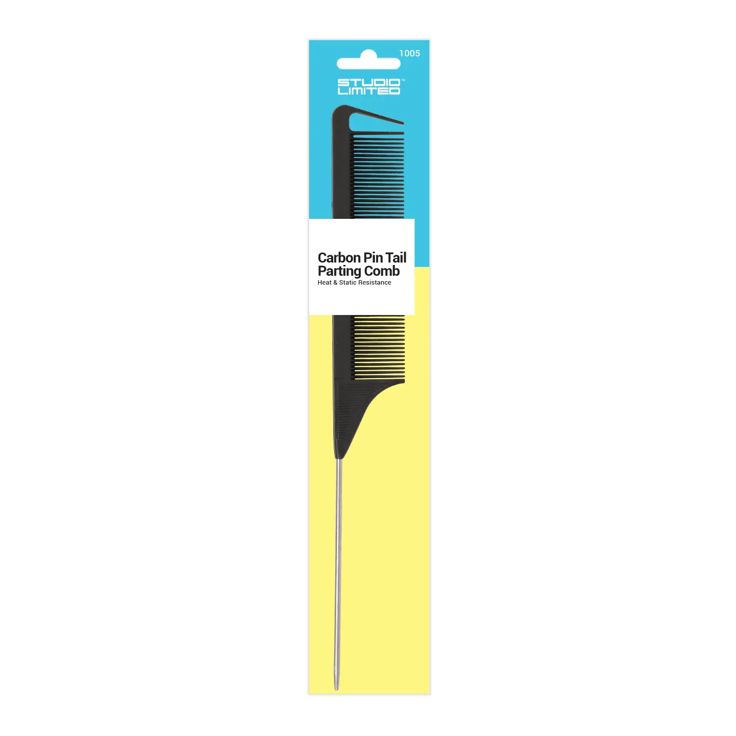 Studio Limited Carbon Pin Tail Comb, Anti-Static and Heat Resistant with Stainless Steel Tail for Easy Parting and Hair Styling, Haircare, Hair Combs, Comb Design