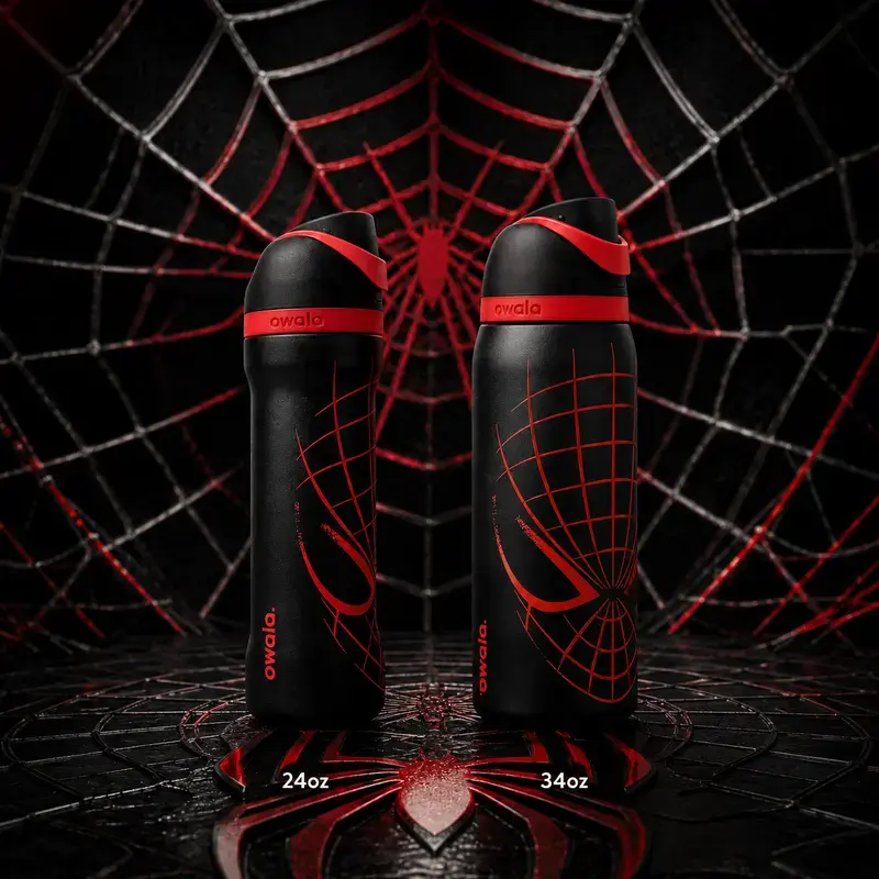 Owala 24oz & 32oz SpiderMan Insulated Stainless Steel Water Bottle, Leak Proof One-Hand Flip Lid, Portable Sports Travel Tumbler for Gym, School, Work & Commute