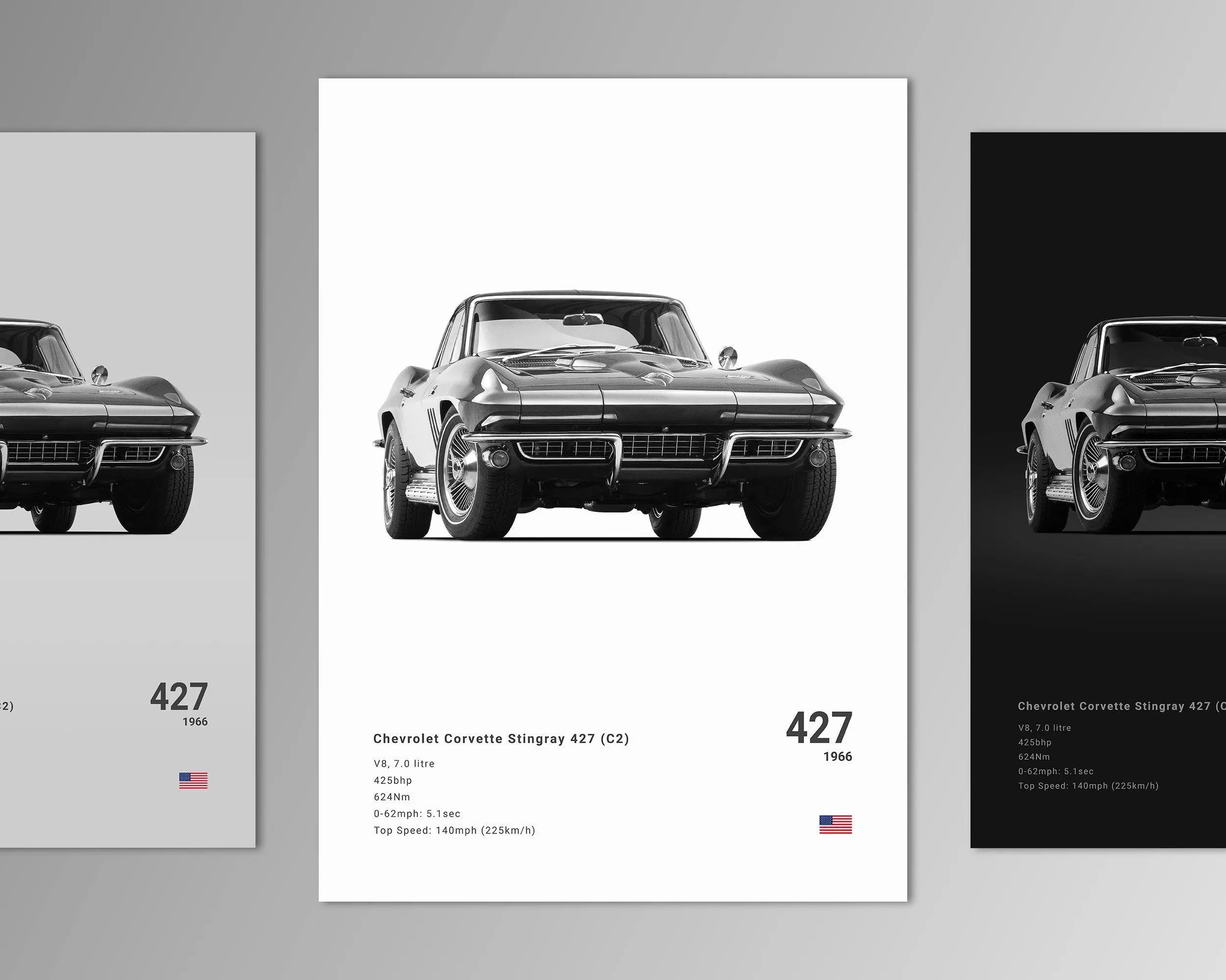 Chevrolet Corvette Stingray 427 (C2) 1966 Poster Print | Wall Art | Car Photography