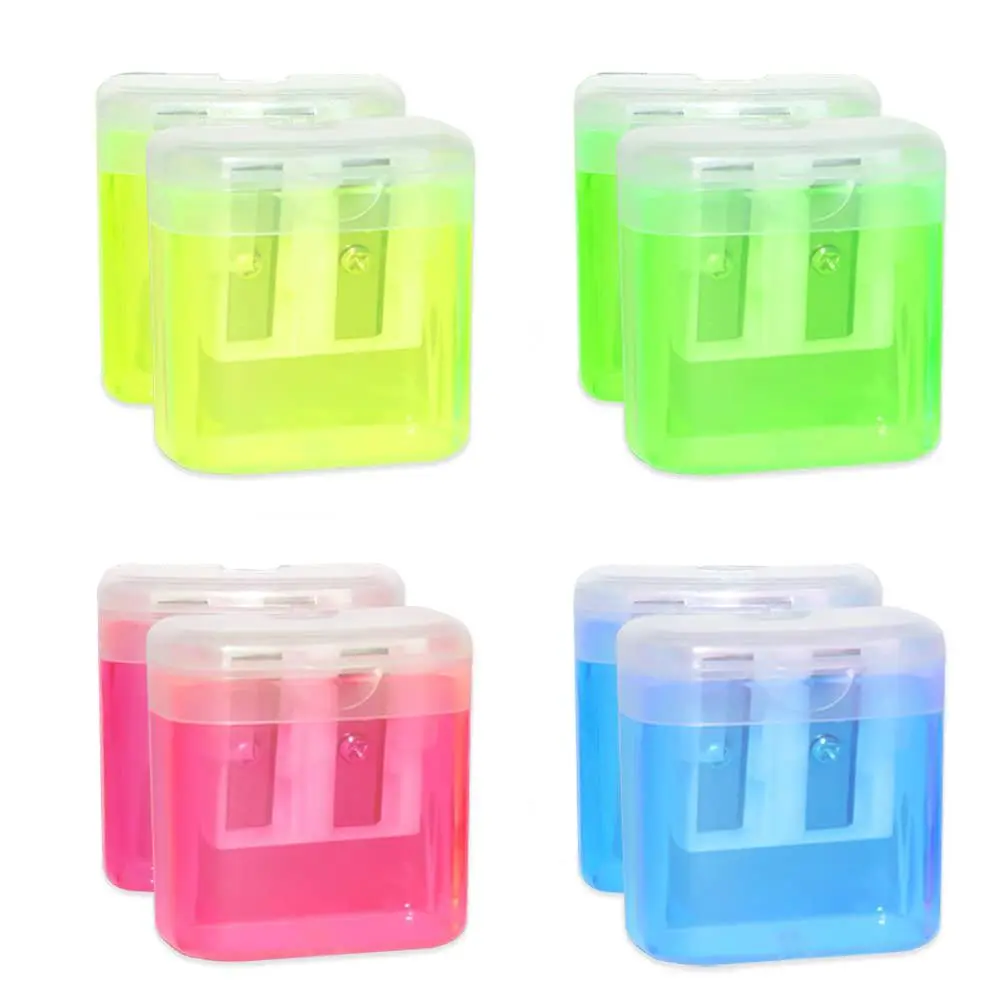 Double Hole Transparent Sharpener, 4pcs/8pcs Plastic Pencil Sharpener, Stationery Supplies for School Office, Art Supplies, Art Materials, Writing Tools
