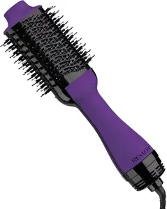 Revlon One-Step Hair Dryer & Volumizer Hot Air Brush Purple with Ion Generator Quick Drying Ceramic Coating & Nylon Pins for Effortless Detangling & Volume Creation