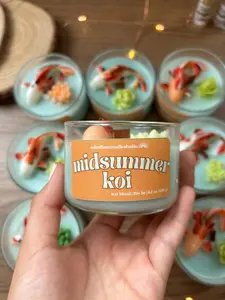 Unique Japanese Koi Fish Gift | Wood Wick Soy Blend Candle | Peaceful Midsummer Ocean Breeze Aromatherapy | Quality Hand-poured Home Decor