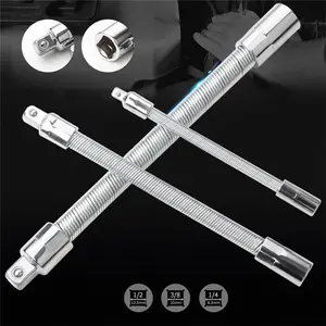 Flexible Socket Extension Set, 3-Piece Flexible Extension Rod Kit (1/4", 3/8", 1/2"), Universal Ratchet Wrench Adapter for Power Tools, Socket Wrenches & Tight Spaces