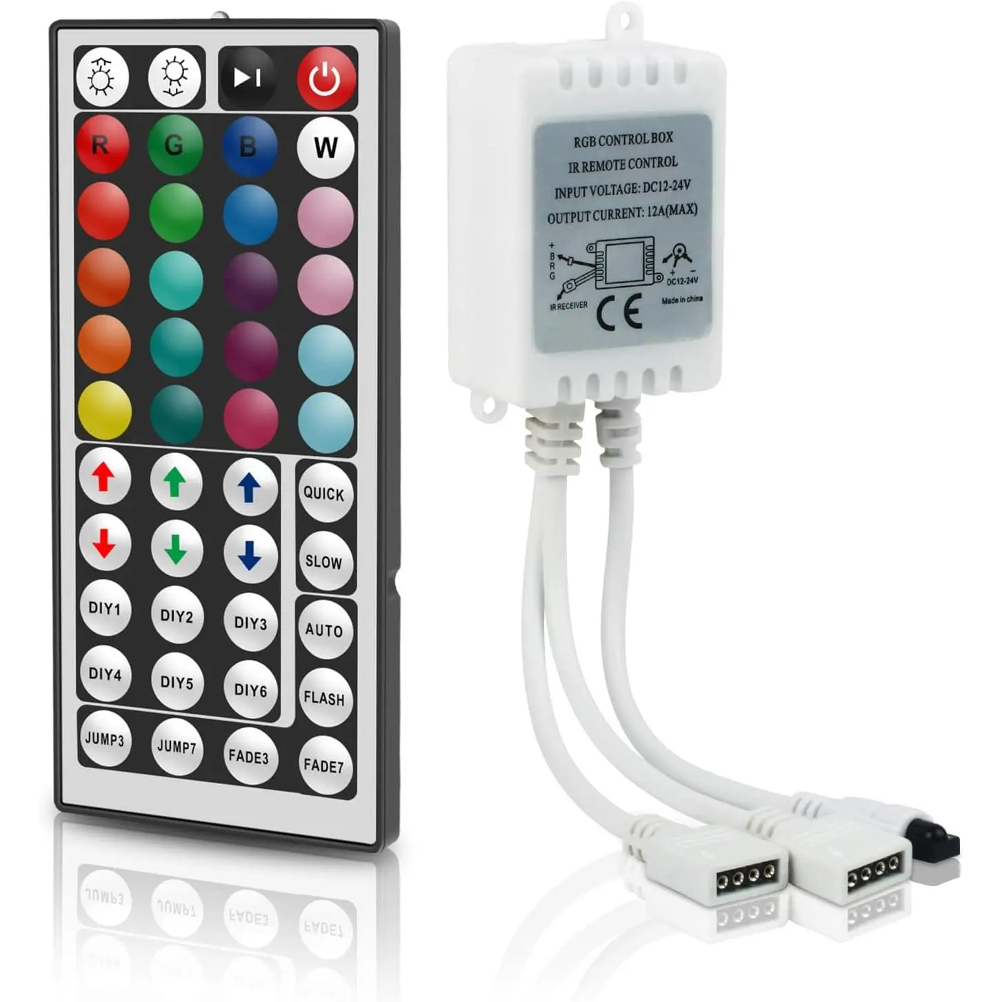 4PIN RGB LED Controller, 2 Ports Low  LED Controller, 44-  IR Remote Control, DC12V-24V 5050 2835 3528 LED Strip Lights