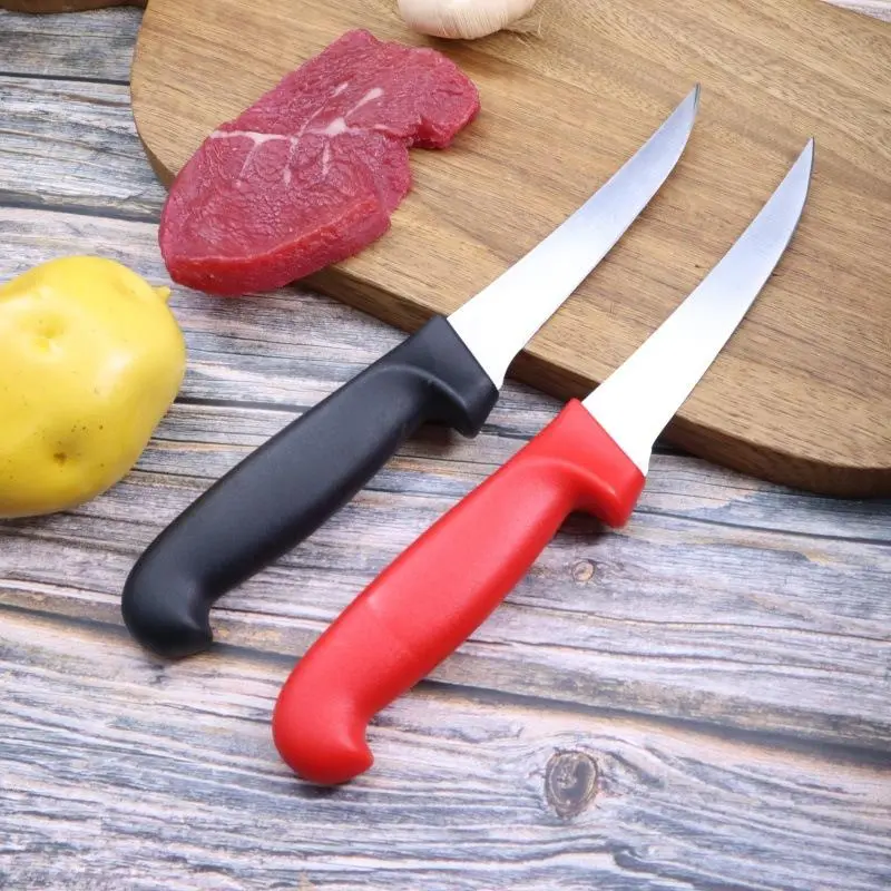 Professional Boning Knife Sharp Stainless Steel Fillet Knives with Comfortable Non-Slip Red Grip Handles, Versatile multifunctional Kitchen Tools for Butchering & Food Prep for Meat Deboning, Fish Filleting & Poultry Trimming Home Cooking and use