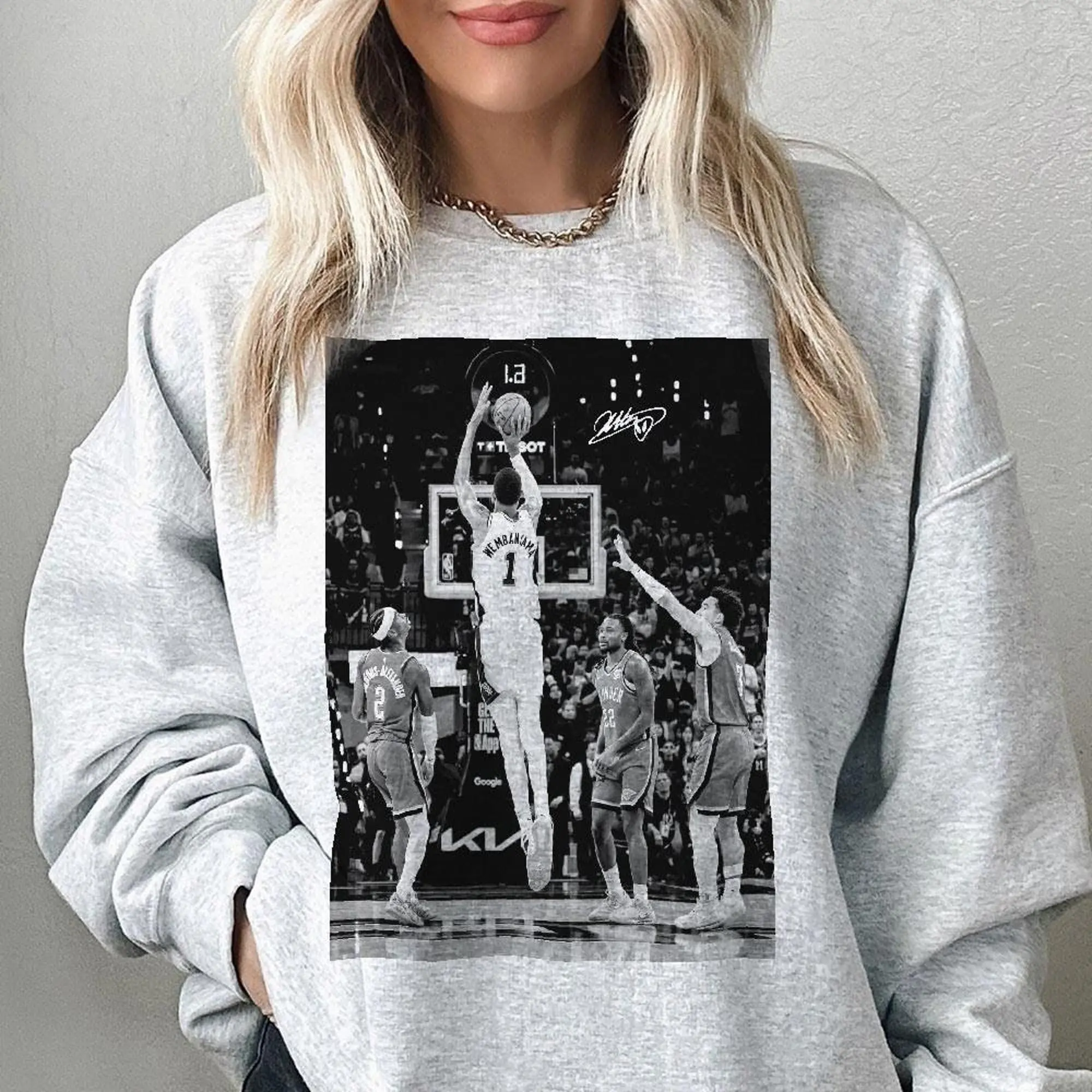 Wemby Three Point Shot Tee, Vintage Basketball Graphic Sweatshirt, Game Day Hoops Fan