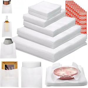 160 Pcs Packing Moving Foam Pouches & Sheets, 5 Sizes Cushion Foam Wrap with Fragile Stickers for Protecting Dishes Cups Glasses Storage Supplies