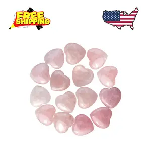 15 Packs 0.8 Inches Healing Crystal Natural Rose Stone Heart Love Carved