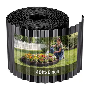 【Summervibes】VEVOR Galvanized Steel Landscape Edging, 40 ft x 6 in Metal Edging for Landscaping with Gloves, Easy-to-Install Bendable Metal Strips, Heavy Duty Metal Garden Edge Border for Flower Bed, Yard Pathway