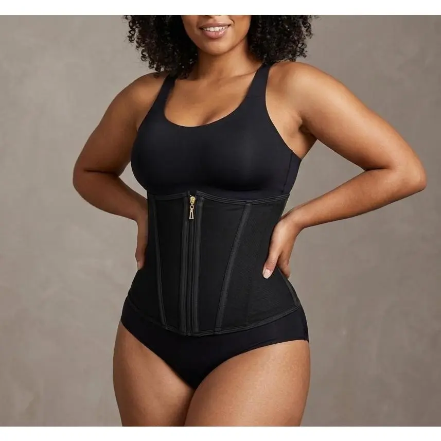 Women's Basic Solid Black Mesh Body Shaper - High Elastic Waistband, Zipper Closure, Soft Stretchy Fabric, Body-Hugging Dress, Ideal Shaping for Daily Wear, Workout, Fit, Shapewear For Women, Body Shaper Garment