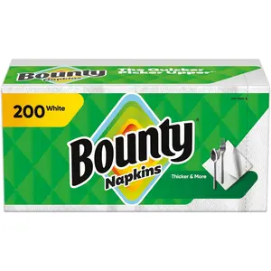 Bounty Paper Napkins, White, 200 Count, Packaging may vary