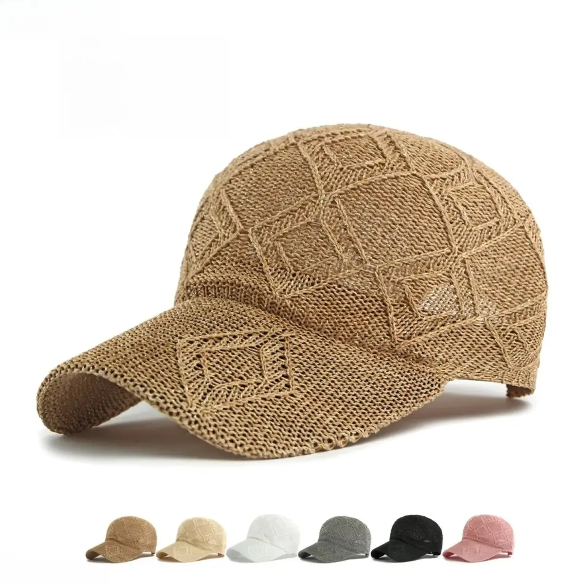 Adjustable Streetwear Hat - Knit Mesh Visor Cap, Lightweight Breathable Flat Bill Casual Summer Sun Hat, 1 Size, Black, White, Khaki, Beige (TikTok Shop Back-to-School Bag Accessory)