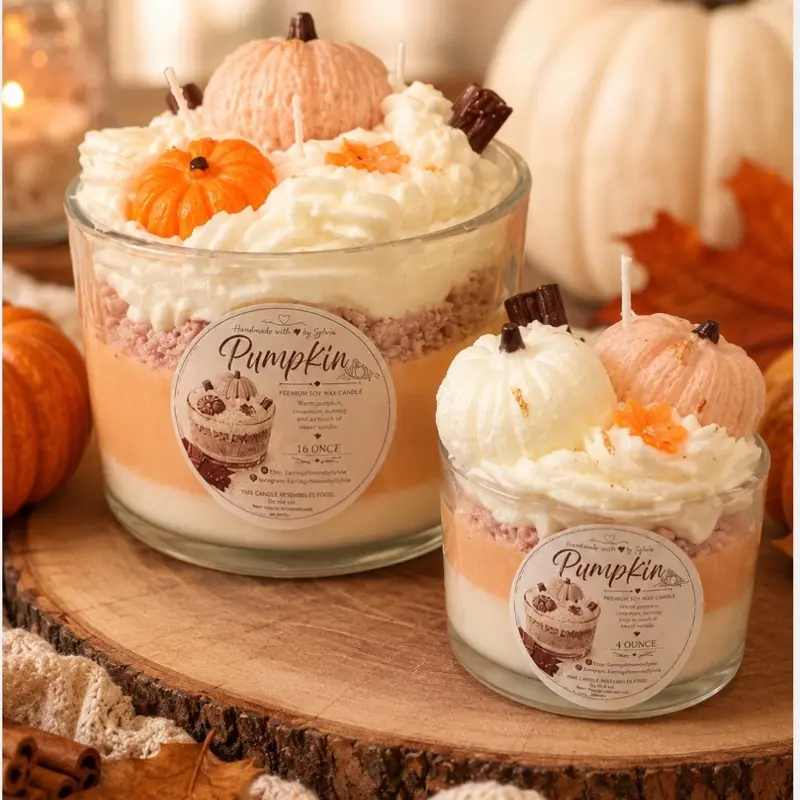 Pumpkin Spice Dessert Candle | Handmade Soy Wax Fall Candle | Whipped Wax Candle