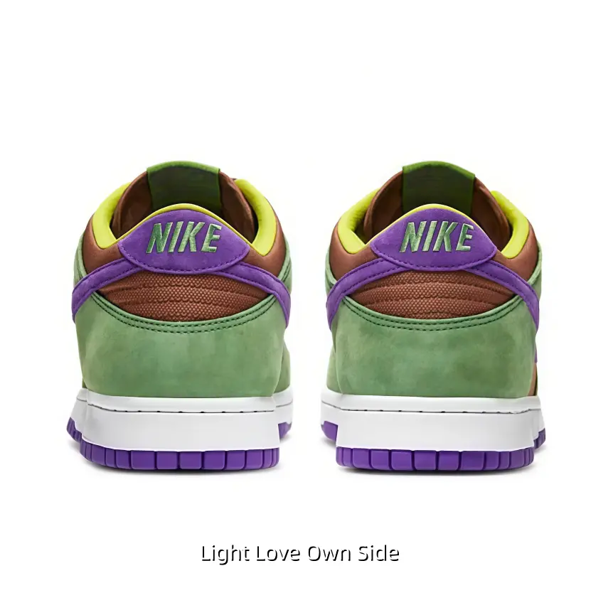 Soft Matte Nubuck Muted Green & Taupe Purple Contrast Low Cut Skate Trainers Non Slip Violet Rubber Outsole Lightweight Daily Walking Footwear For Earth Tone Matching Outfits