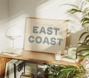 East Coast Print Coastal Cowgirl Decor Coastal Wall Art Blue Text Poster Digital Print Coastal Cowgirl Aesthetic Trendy Printable Wall Art