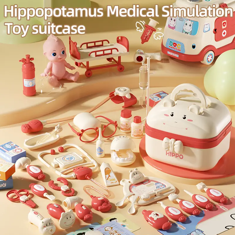 Children’s doctor set, pretend play medical toys, educational dentist toy, role-play doctor set, toddler doctor role-play toy, Children’s Day gift, birthday gift, complete doctor and dental tools, Hippo Doctor Set, educational doctor toy