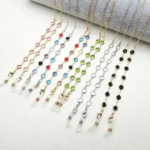 Colorful edging glass crystal eyewear chain/sunglasses eyewear chain/minimalism/eyewear necklace