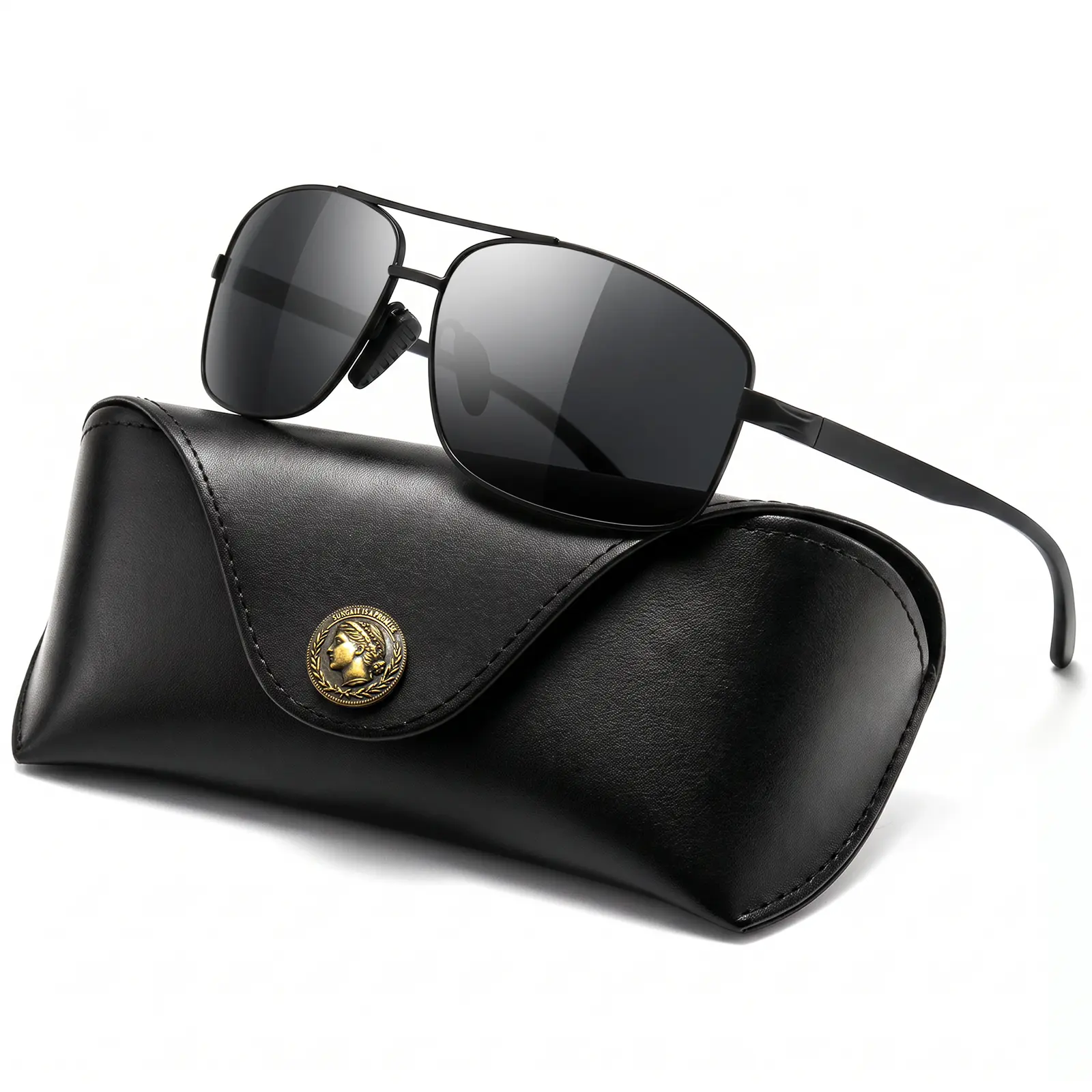 【BackToSchool】SUNGAIT Men's Polarized Classic Full Rim Sunglasses, Ultra-Lightweight UV400 Shield, TAC Lens, Anti-Scratch Aviation-Grade Aluminum Alloy Frame (Feels Premium), Flexible Hinge, EDC Gear, Gift Option, Men's Fashion Accessory