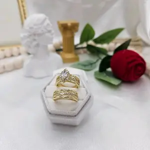 LaYaiBoutique #2290 Wedding duo ring, 14k gold plated, High Quality