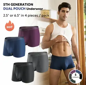 DAVID ARCHY Men's Dual Pouch Underwear Micro Modal Trunks Separate Pouches with Fly 4 Pack Ice Silk Cooling Sensation Comfort Odor Control Spandex Fabric Gift Set Father's Day Natural Breathable Silky Soft Menswear Balls TikTokShopRestock Briefs Elastic