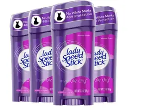 Lady Speed Stick Invisible Dry Antiperspirant Deodorant, Shower Fresh, 2.3oz, 4 Pack Body Care Scent Comfort Cosmetic Cleanser Scented Aroma